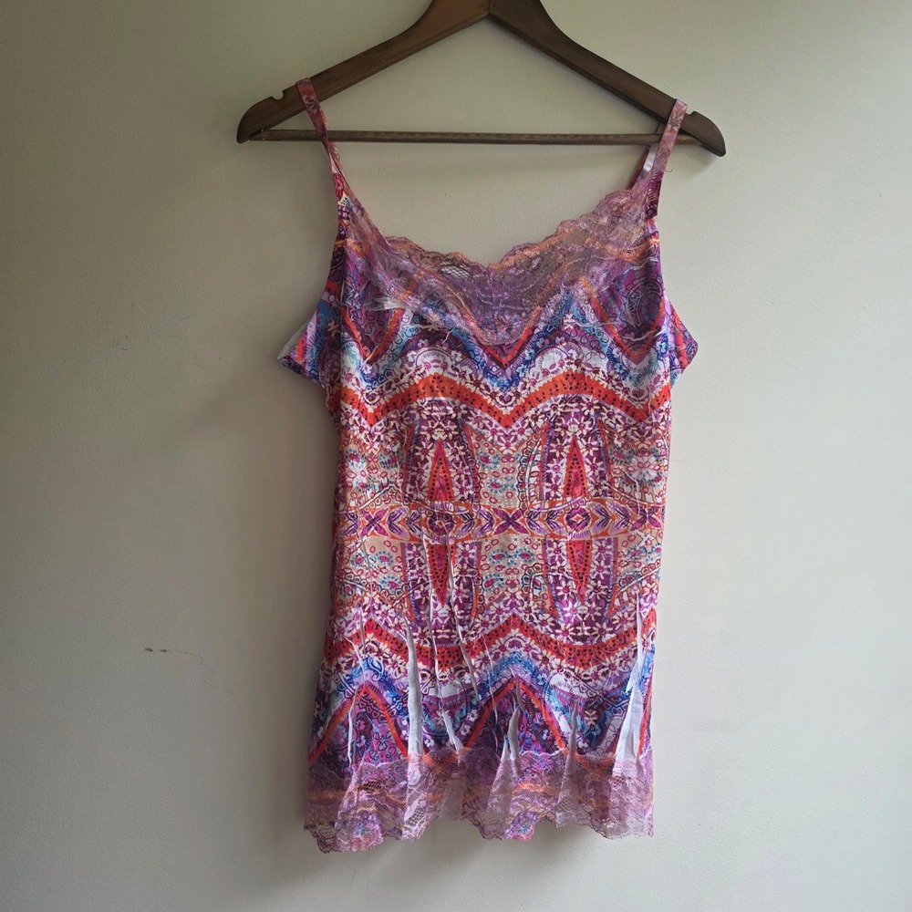 Maurices Y2K Crinkle Lace Cami NWT Paisley Geometric Print Tank Top Deadstock